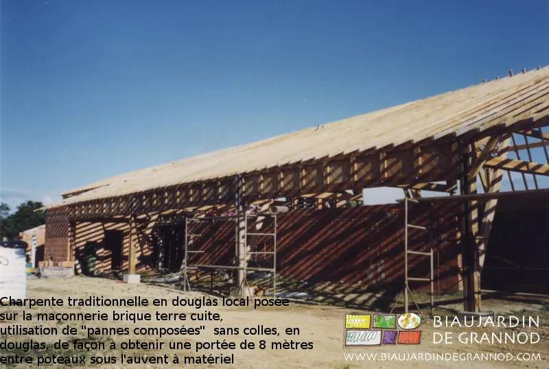 Panne composée= 8 m de portée, sans colle, avec des bois qualité charpente Panne composée= 8 m de portée, sans colle, avec des bois qualité charpente